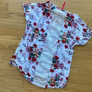 Floral Print Lace inset in back